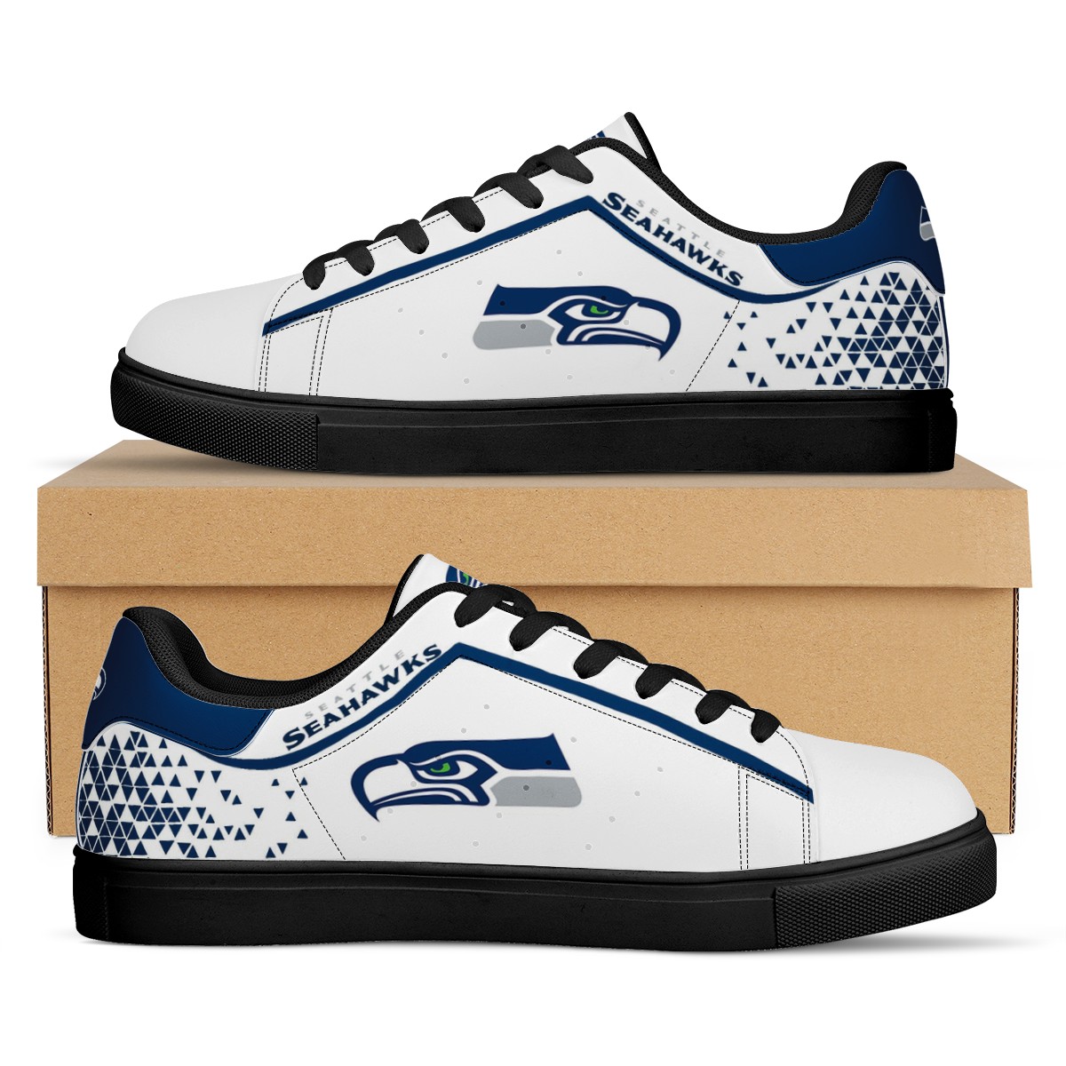 Women's Seattle Seahawks Low Top Leather Sneakers 002